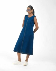 Khaddar Denim Dress - Image 10