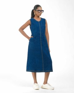 Khaddar Denim Dress - Image 11