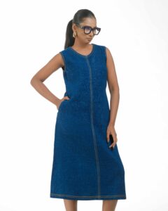 Khaddar Denim Dress - Image 12