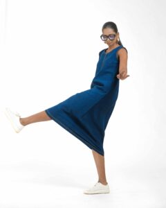 Khaddar Denim Dress - Image 3