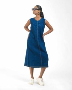 Khaddar Denim Dress