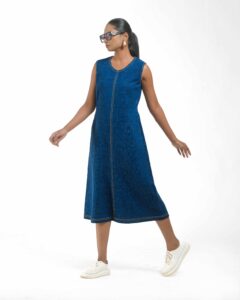 Khaddar Denim Dress - Image 6