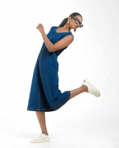 Khaddar Denim Dress - Image 7