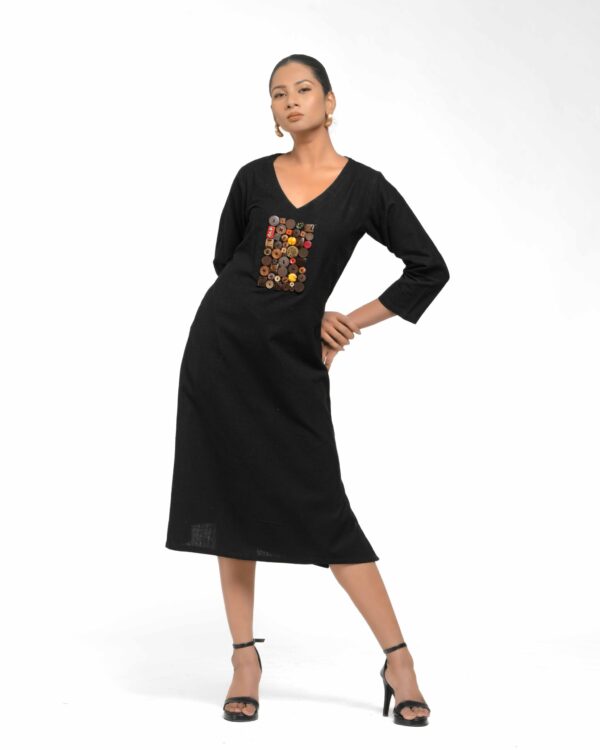 Signature Wood Button Mosaic Dress