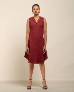 Dyed Khaddar Bias Dress - Image 6